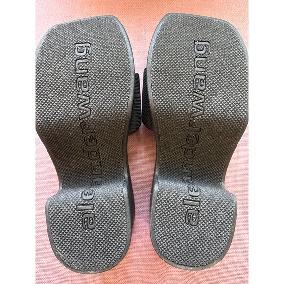 Alexander Wang AW Platform Slides in Black 37 New with Box Womens Logo Heels - Picture 11 of 16